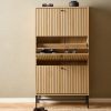 Albany Shoe Cabinet 3 Flip Down Doors in Oak with Black Legs - Image 3