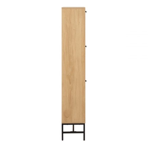 Albany Shoe Cabinet 3 Flip Down Doors in Oak with Black Legs - Image 5