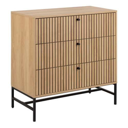 Albany Chest of 3 Drawers in Oak with Black Legs