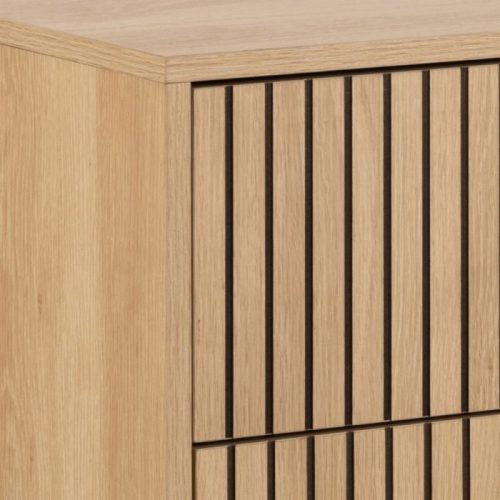 Albany Wide Chest of 6 Drawers in Oak with Black Legs - Image 6