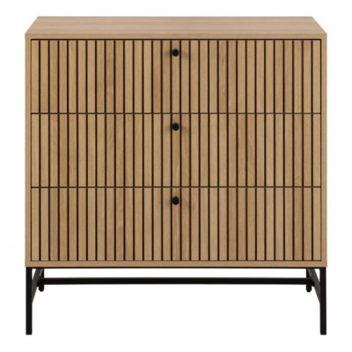 Albany Chest of 3 Drawers in Oak with Black Legs - Image 4