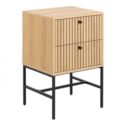 Albany 2 Drawer Bedside Table in Oak with Black Legs