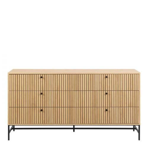 Albany Wide Chest of 6 Drawers in Oak with Black Legs - Image 2