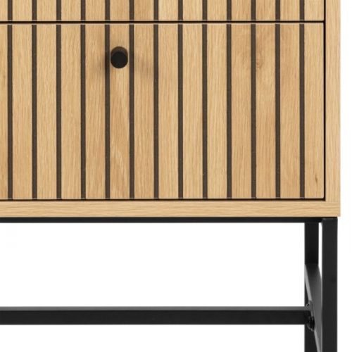 Albany 2 Drawer Bedside Table in Oak with Black Legs - Image 5