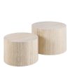 Dice Round Coffee Table Set in Light Travertine Effect - Image 2