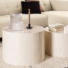 Dice Round Coffee Table Set in Light Travertine Effect - Image 5