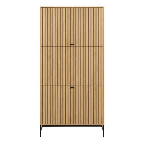 Albany Wardrobe 4 Doors in oak with black legs - Image 3