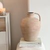 Very large natural terracotta handled vase