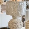 White wash bulbous wicker lamp with natural shade - Image 2