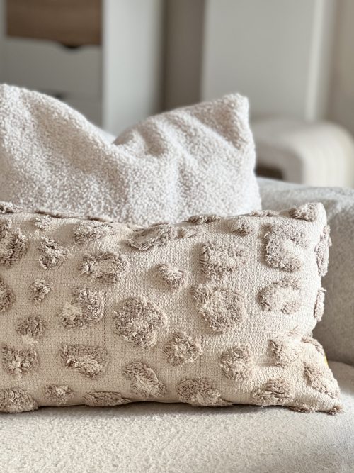 Natural tufted leopard print cushion - Image 2