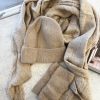 Softest boucle scarf, hat and glove set - Sand