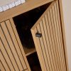 Albany Shoe Cabinet 3 Flip Down Doors 1 Pull Open Door in Oak with Black Legs - Image 7