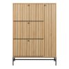 Albany Shoe Cabinet 3 Flip Down Doors 1 Pull Open Door in Oak with Black Legs - Image 2