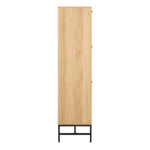 Albany Shoe Cabinet 3 Flip Down Doors 1 Pull Open Door in Oak with Black Legs - Image 4