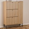 Albany Shoe Cabinet 3 Flip Down Doors 1 Pull Open Door in Oak with Black Legs - Image 5