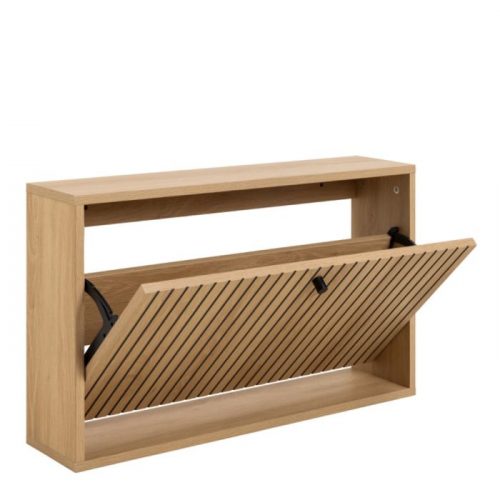 Albany Shoe Cabinet 1 Flip Down Door In Oak - Image 4