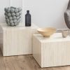 Dice Square Coffee Table Set in Light Travertine Effect - Image 2