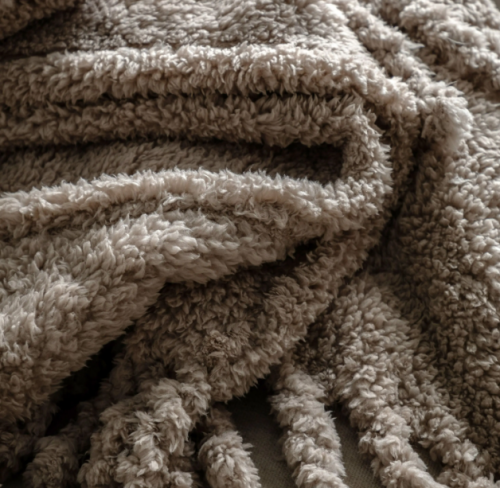 Fringed Teddy Throw - Taupe - Image 2