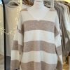Quality soft knit v-neck stripe jumper - Image 4