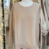 Side zip taupe roundneck sweatshirt
