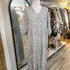 Leaf print 3/4 length sleeve dress