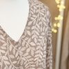 Leaf print 3/4 length sleeve dress - mocha - Image 6