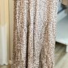 Leaf print 3/4 length sleeve dress - mocha - Image 4