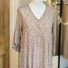 Leaf print 3/4 length sleeve dress - mocha - Image 2