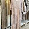 Leaf print 3/4 length sleeve dress - mocha - Image 3