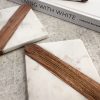 Set of four marble and wood stripe coasters - Image 2