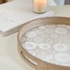 Floral wooden round handled tray - Image 2