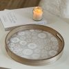 Floral wooden round handled tray