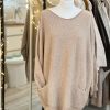 Oversized loose fit scoop neck jumper with pockets