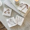 Set of 4 white wash 'Stem print' coasters