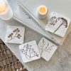 Set of 4 white wash 'Stem print' coasters - Image 4