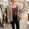 Chunky knit pocket cardigan in taupe - Image 5