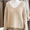 Boucle contrast vneck knit jumper - Image 2