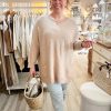 Oversized loose fit scoop neck jumper with pockets - Image 2