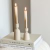 Pair Nordic taupe candle sticks/candle holders
