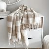 Softest check tassel throw - natural