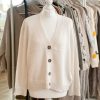 Cotton mix boyfriend cardigan - White