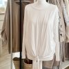 Bamboo jersey top with tie front in white