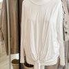 Bamboo jersey top with tie front in white - Image 3