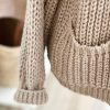 Chunky knit pocket cardigan in taupe - Image 3
