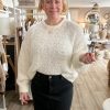 Chunky knit loose round neck boucle jumper - cream/off white - Image 4