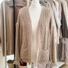Chunky knit pocket cardigan in taupe