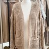 Chunky knit pocket cardigan in taupe - Image 2