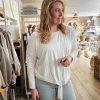 Bamboo jersey top with tie front in white - Image 2