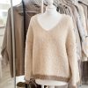 Boucle contrast vneck knit jumper