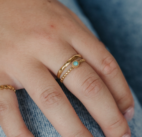 Turquoise stone double ring - Image 4
